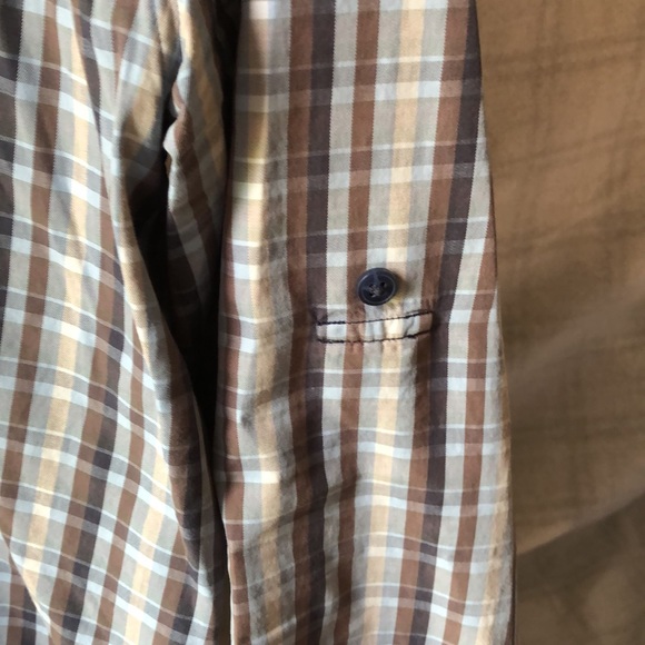 $125 Toscano Blue Cotton woven casual roll sleeve shirt Men’s size Large - Picture 5 of 6